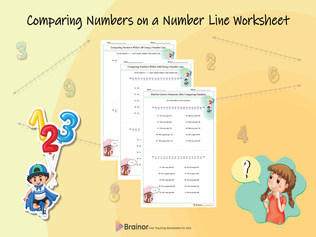 Comparing Numbers on a Number Line Worksheet