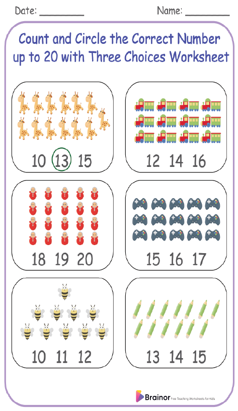 30 Free Count and Circle the Correct Number Worksheet