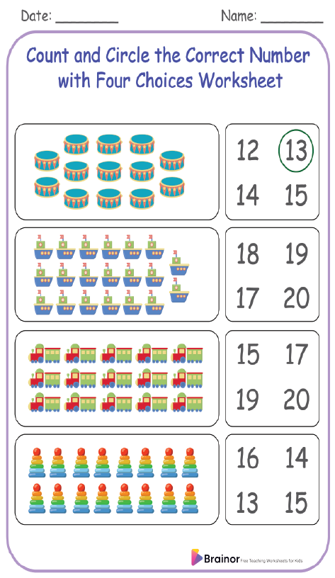 30 Free Count and Circle the Correct Number Worksheet