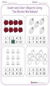 Count and Color Objects Using Ten Blocks Worksheet 