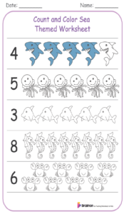 Count and Color Sea Themed Worksheet