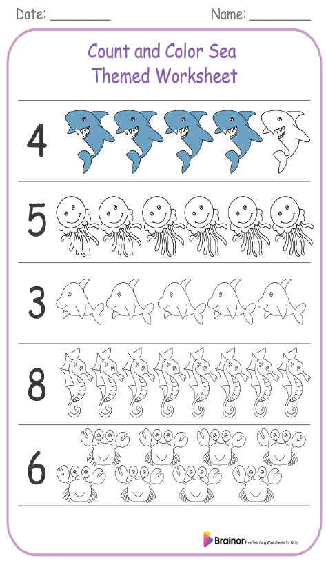 30 Free Count and Color Worksheets