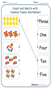 Count and Match with Number Name Worksheet
