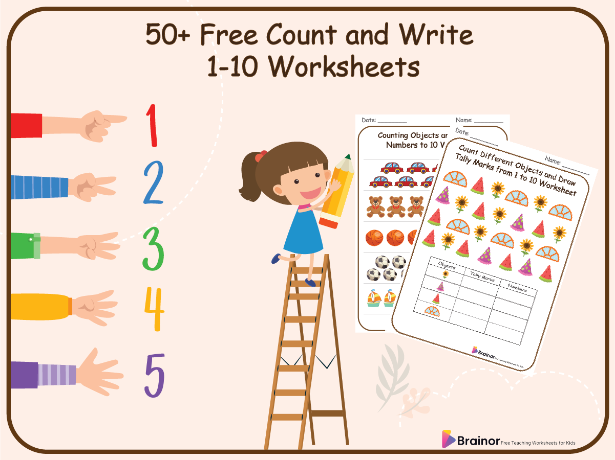 50 Count And Write 1 To 10 Worksheets Free Printable