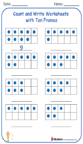 Count and Write Worksheets with Ten Frames