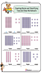 Counting Blocks and Identifying Tens and Ones Worksheets 