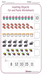 Counting Objects Cut and Paste Worksheets