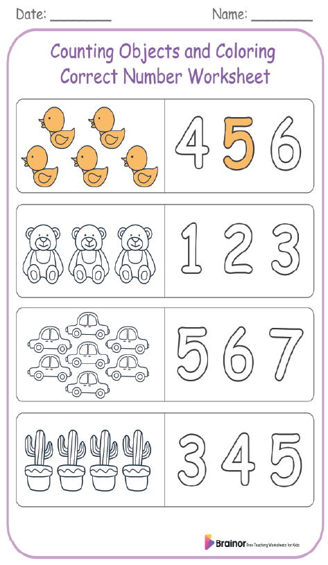 30 Free Count and Color Worksheets