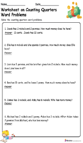 Counting Pennies and Nickels Word Problems