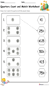 Quarters Count and Match Worksheet