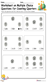 Worksheet on Multiple Choice Questions for Counting Quarters