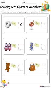 Shopping with Quarters Worksheet