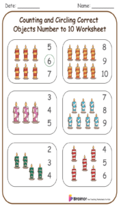 Counting and Circling Correct Objects Number to 10 Worksheet 
