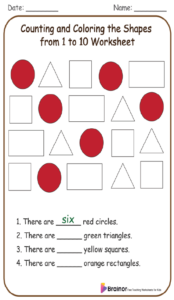 Counting and Coloring the Shapes from 1 to 10 Worksheet 
