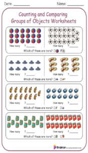 Counting and Comparing Groups of Objects Worksheets