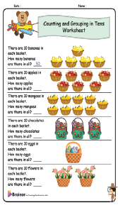 Counting and Grouping in Tens Worksheet