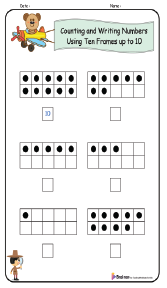 Counting and Writing Numbers Using Ten Frames up to 10 Worksheets