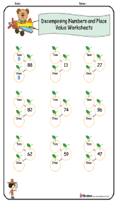 Decomposing Numbers and Place Value Worksheets 