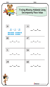 Finding Missing Addends Using Decomposing Place Value Worksheet