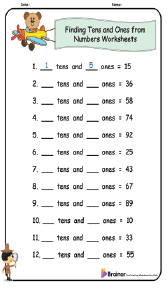 Finding Tens and Ones from Numbers Worksheets