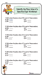 Identify the Place Value of a Specified Digit Worksheet