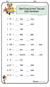 Identifying Correct Tens and Ones Worksheet
