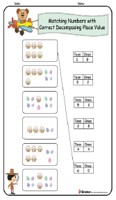 Matching Numbers with Correct Decomposing Place Value Worksheet