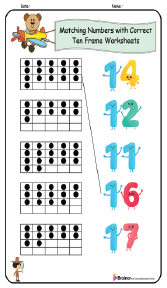 Matching Numbers with Correct Ten Frame Worksheets