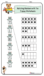 Matching Numbers with Ten Frames Worksheets