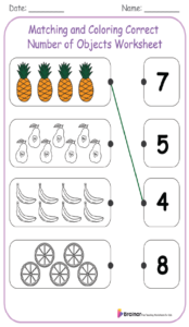 Matching and Coloring Correct Number of Objects Worksheet