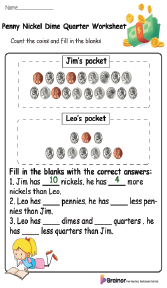 Penny Nickel Dime Quarter Worksheet