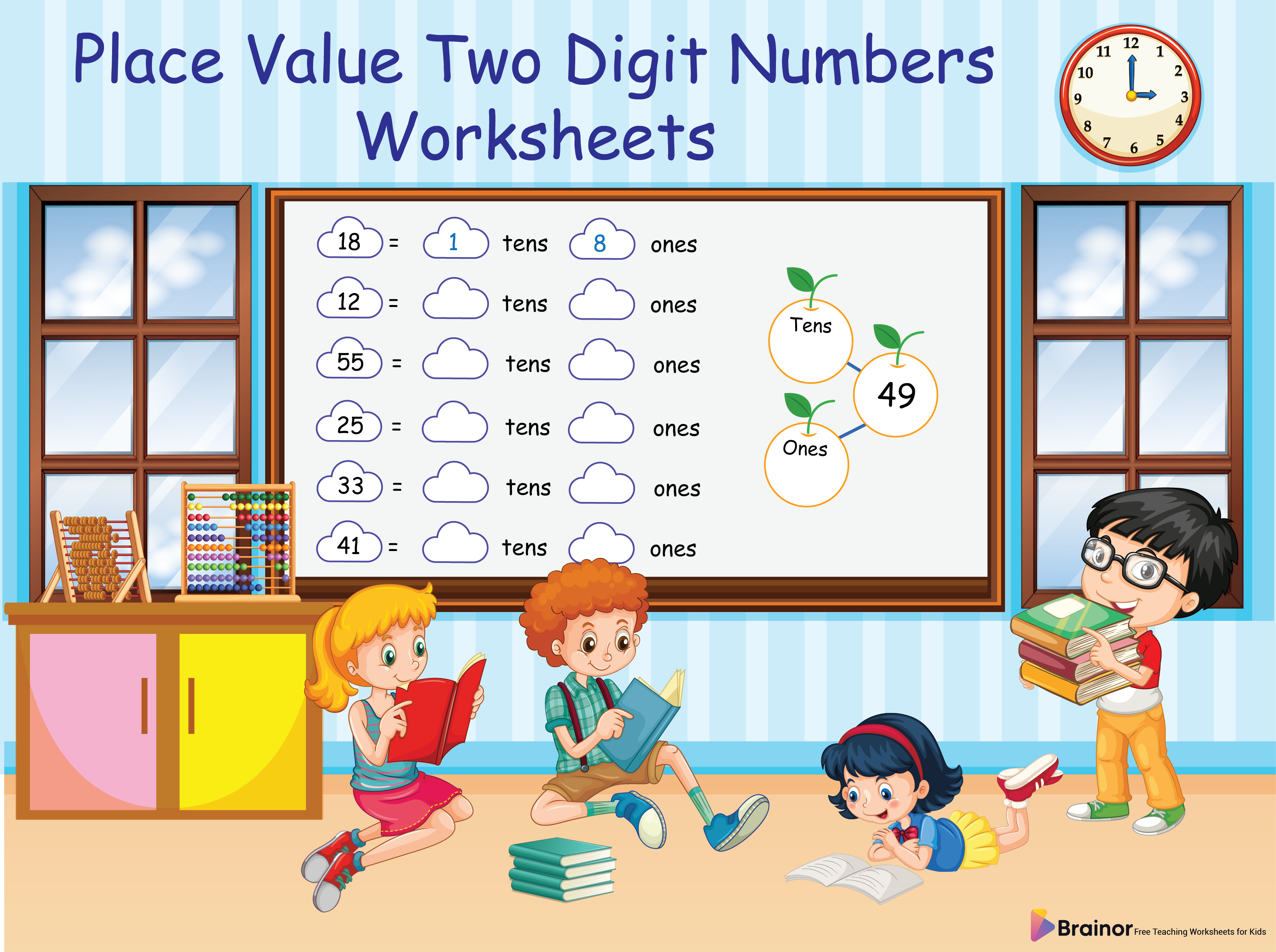 Place Value Two Digit Numbers Worksheets