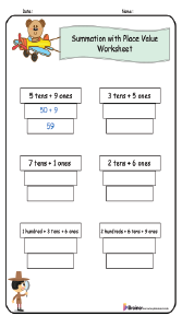 Summation with Place Value Worksheet