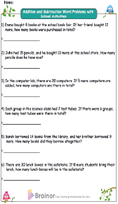 addition and subtraction word problems within 20 worksheets