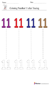 Color Number 11 after Tracing Worksheet