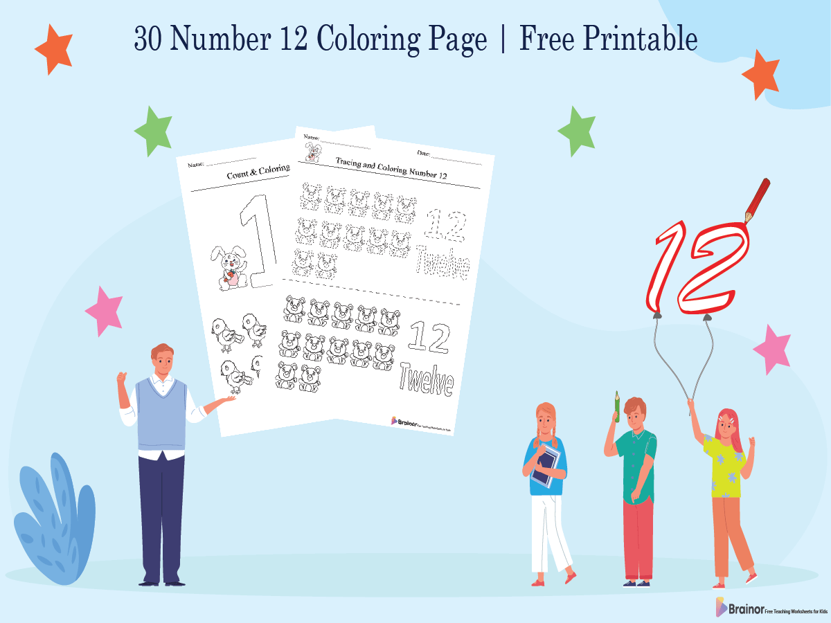 number 12 coloring pages - overview