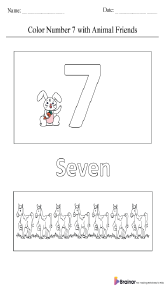 Coloring Number 7 with Animal Friend Worksheet