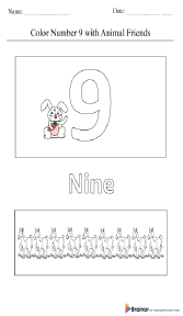 Coloring Number 9 with Animal Friend Worksheet