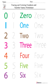 Tracing and Forming Numbers and Number Names Worksheet