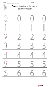 Number Formation on the Number Shadow Worksheet