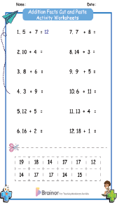 Addition Facts Cut and Paste Activity Worksheets 