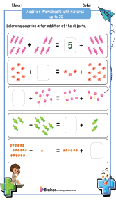 Addition Worksheets with Pictures up to 20