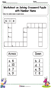 Worksheet on Solving Crossword Puzzle with Number Name