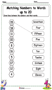 Matching Numbers to Words up to 20