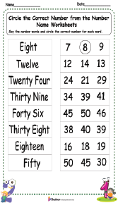 Circle the Correct Number from the Number Name Worksheets