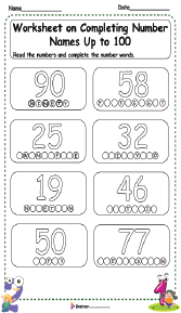 Worksheet on Completing Number Names up to 100 Box Image