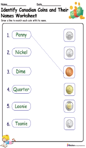 Identify Canadian Coins and Their Names Worksheet