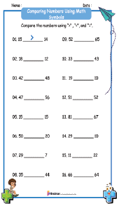 Comparing Numbers Using Math Symbols Worksheet 