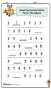 Completing Counting Number Pattern Worksheets