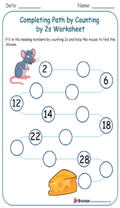 Completing Path by Counting by 2s Worksheet 